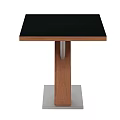 Modern Dining Table With Black Tabletop And Wooden X Shaped Legs On Metal Base