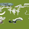 Outdoor Pergola With Curved Wooden Frame Glass Roof Panels White Circular Bases On Green Lawn