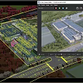 Industrial Factory Complex With Large Buildings Greenery Roads Office And Waterfront Surroundings