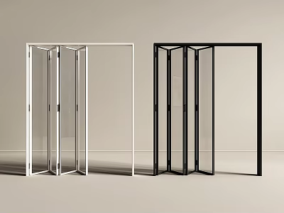 Modern White and Black Glass Folding Doors with Metal Frame Interior Design 3d model