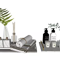 Stylish Bathroom Accessories With Plants Aromatherapy Towels Soap Dispensers And Candles