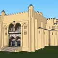 Ancient Architecture With Tall Towers Round Clock And Classical Stone Design On Green Lawn