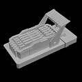 Gray 3D Model of Engineering Mechanical Component With Strip Design Bracket and Base Structure