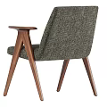 Stylish Modern Single Chair With Green Fabric Upholstery And Wooden Armrests