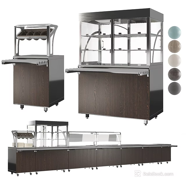 Stylish Display Shelves With Glass Doors Wooden Cabinets Various Styles And Rolling Wheels 3d model 