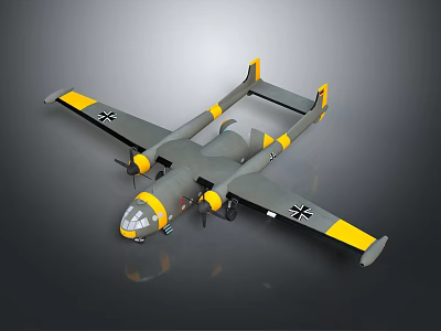 Smart Machine Remote Control Airplane With Twin Propellers And Yellow Gray Design 3d model