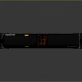 Black Rail Tank Car with Metal Ladder Yellow Marker and Text Labels