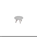 Modern Outdoor Table With Round White Tabletop And Three Wooden Legs Design