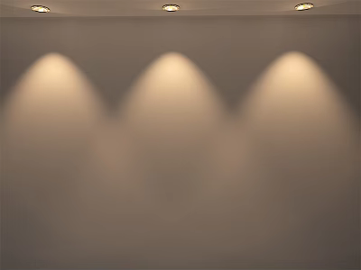 Warm Illuminated Indoor Ceiling With Recessed Lights And Spotlights Creating Soft Beam Patterns 3d model