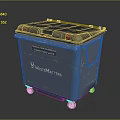 WasteMasters Commercial Blue Waste Container With Black Lid Red Latches And Wheels