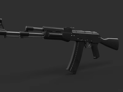 AK-47 Black Weapon Low Polygon Game Material 3d model