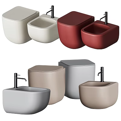 Modern Toilet Models in Various Colors with Sleek Contemporary Design 3d model