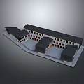 Landscape View Of Architectural Model With Connected White Buildings Black Roofs Courtyard And Colorful Windows