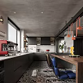 Vintage industrial style kitchen restaurant 3d model