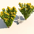 Heart Shaped Plants With Lush Green Leaves And Vibrant Yellow Flowers Near Meditating Figure