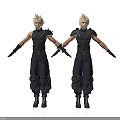 Two Blonde Haired Men in Sleeveless Black Outfits With Shoulder Armor and Outstretched Arms