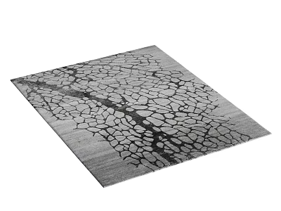 Modern Square Rug Featuring Gray Background And Black Cracked Pattern Design 3d model