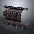 Mechanical Part With Gear Like Structure Dark Brown Metal Orange Symbol Curved Design Support Base