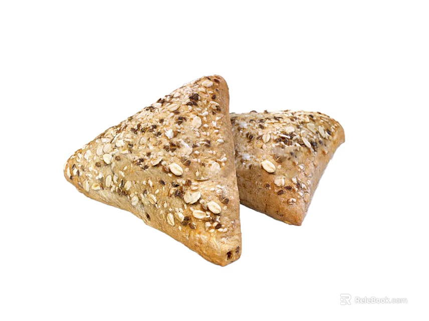 Whole Grain Triangle Bread Loaves Topped With Oats And Seeds 3d model 