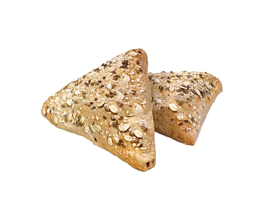 Whole Grain Triangle Bread Loaves Topped With Oats And Seeds 3d model