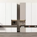 Modern Bedroom Wardrobe In White And Gray With Sliding Doors Storage Shelves And LED Lights