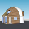Unique Dome Shaped House With Wooden Walls White Exterior And Glass Windows Door