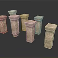Various Textured Stone Pillars with Classic Design for Decorative Use 3d model