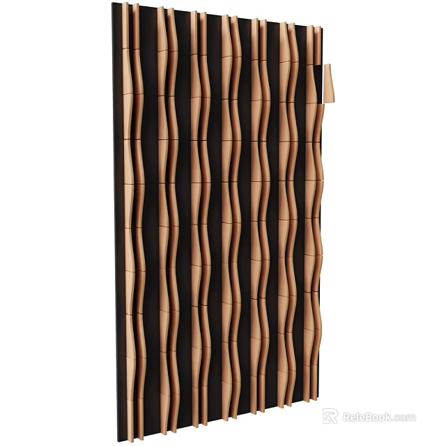 Modern Decorative Wavy Striped Brown And Black Background Wall Panel Design 3d model 