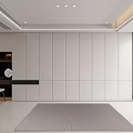 Modern White Whole Wall Wardrobe Interior Design With Study Desk And Storage 3d model