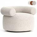 Beige Plush Single Seater Sofa With Rounded Armrests And Swivel Base