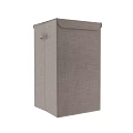 Gray Fabric Storage Basket With Lid And Handles For Home Organizing
