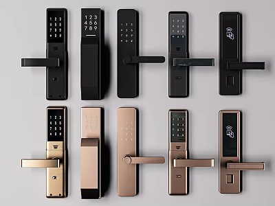 Smart Door Handles With Keypad Fingerprint Features In Modern Design And Various Finishes 3d model
