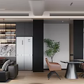 Modern Office Interior With Open Layout Leather Chairs Workstations And Large Windows 3d model