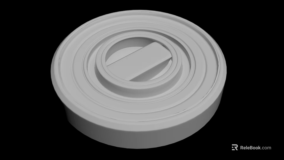 White Circular Multi Layered Mechanical Part With Concentric Rings And Rectangular Groove 3d model 