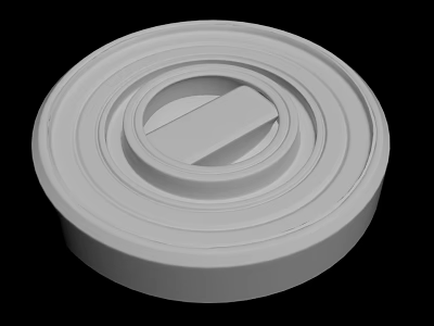 White Circular Multi Layered Mechanical Part With Concentric Rings And Rectangular Groove 3d model