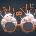 Halloween Themed Decorative Glasses With Pumpkin Design Spider Accents Waffle Frame And Creamy Colorful Dots
