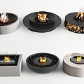 Modern Quiet Fireplace Encircled Fire Bonfire Firewood Fireplace Flame 3d model