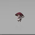 Cute Mushroom Cartoon Character Holding Sharp Knife With Red Hat And White Body