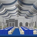 White Outdoor Event Canopy with Arched Windows and Glass Doors Design