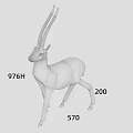 Carved Antelope Sculpture with Beige Body Gold Black Horns and Golden Hooves