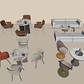 Modern Furniture Collection With Various Chairs Sofa And Round Tables
