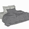 Minimalist Double Bed With Gray Duvet White Pillows And Soft Neutral Bedding