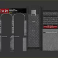 Public Exit Access Facility With Turnstiles Metal Gate Concrete Structure And Red Sign 3d model