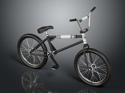 Black BMX Bike With White Accents And Modern Frame For Sports Use 3d model