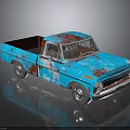 Vintage Blue Truck With Rusty Details And Red Accents Classic Design