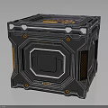 Futuristic Cube Container With Metallic Panel Details And Geometric Line Structure 3d model