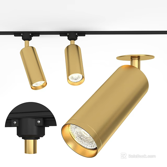 Modern Golden Downlights And Spotlights With Sleek Design For Home Lighting 3d model 