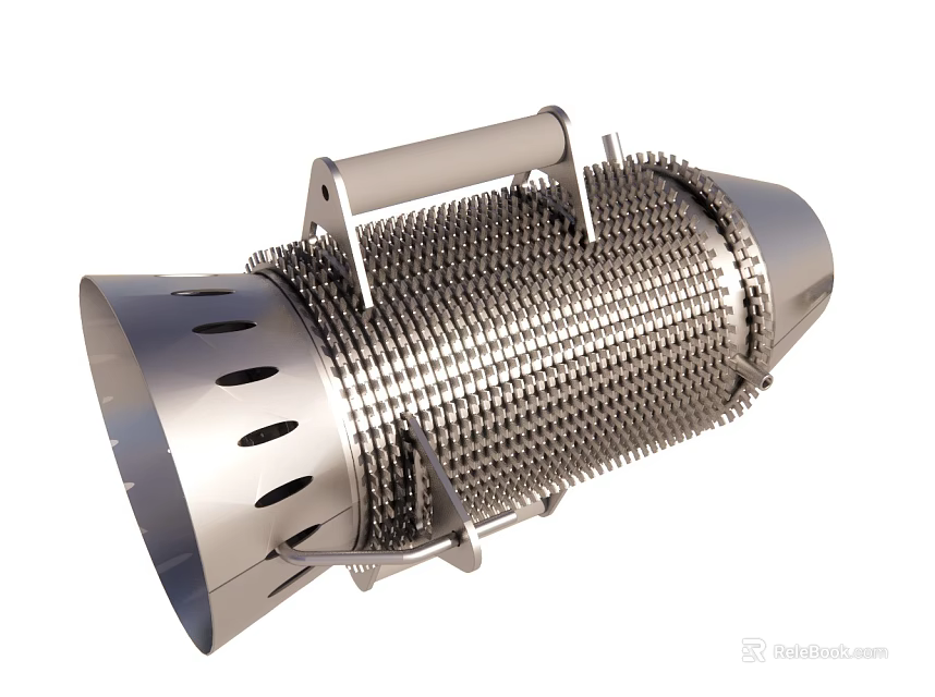 Stainless Steel Industrial Equipment With Cylindrical Structure Perforated Surface And Metal Handles 3d model 