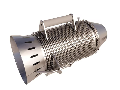 Stainless Steel Industrial Equipment With Cylindrical Structure Perforated Surface And Metal Handles 3d model