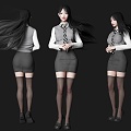 modern woman beauty figure jk school uniform girl miniskirt figure silk stockings figure long hair beauty jk beauty uniform campus goddess 3d model